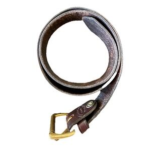 Amish Handmade Eli Miller Leather Belt Ohio Bridle Leather Brass 32-34" Rare